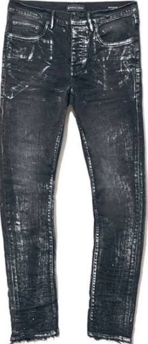 Purple Jean Black Wash Metallic Silver