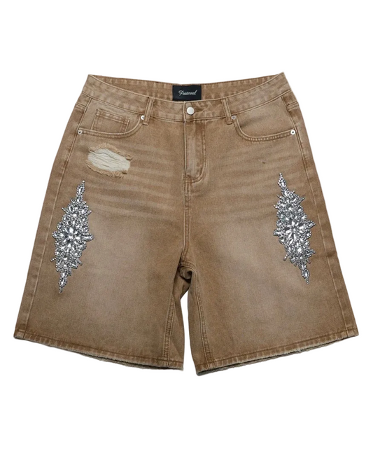 Fraternal Rhinestone Kahki Jorts