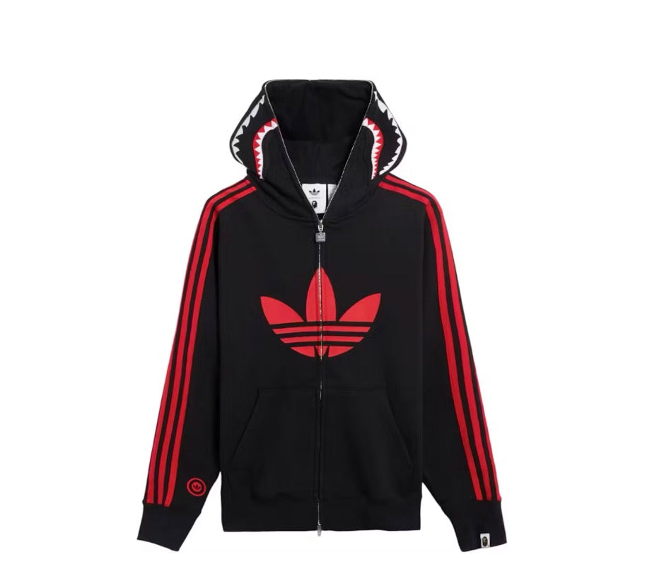 BAPE X adidas Shark Fleece Full Zip Up Hoodie