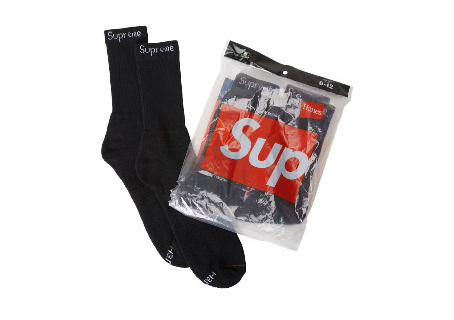 Supreme Hanes Socks (4 Pack) Black