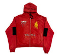 Triple 7’s Moto Complex Zip Up Hoodie Red