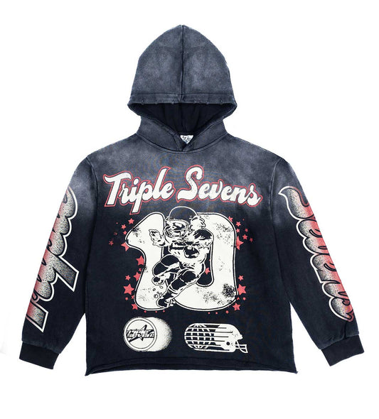 Triple 7’s All Star Football Hoodie Vintage Red Black