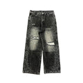 Mixed Emotions Baggy Rhinestone Jeans Grey Wash