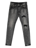 Purple Skinny Plaid Patch Black Jeans