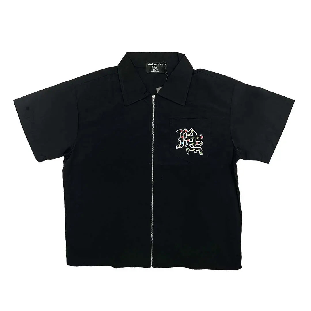 Mixed Emotions Rhinestone Nylon Shirt