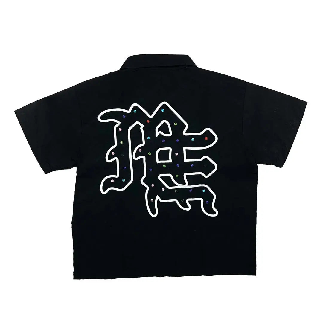 Mixed Emotions Rhinestone Nylon Shirt