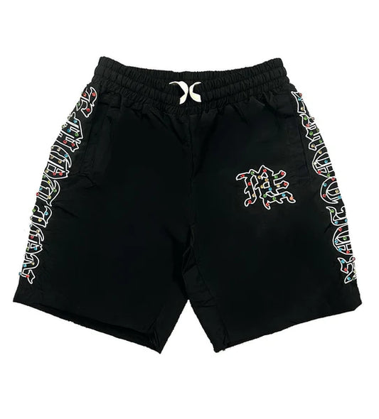 Mixed Emotions Rhinestone Nylon Shorts