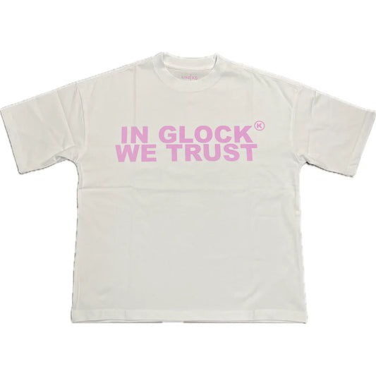In Glock We Trust White & Pink Tee