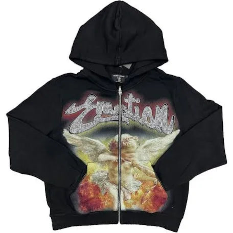 Mixed Emotions Arch Angel Rhinestone Zip Up Hoodie