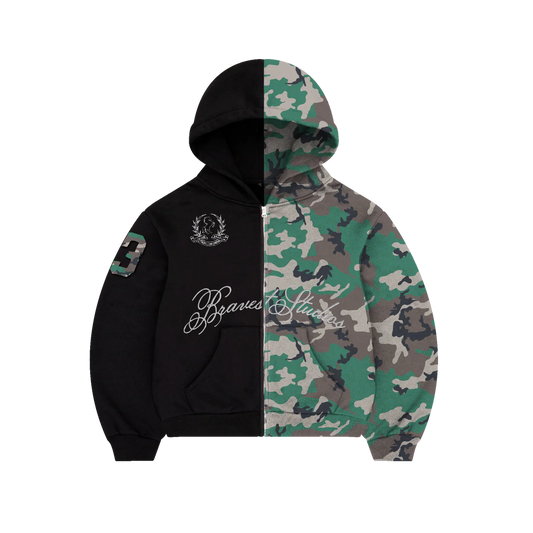 Bravest Studio Black Half Camo Zip Up