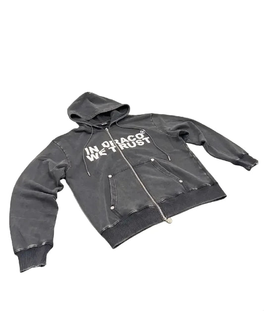 In Draco We Trust Zip Up Hoodie Grey
