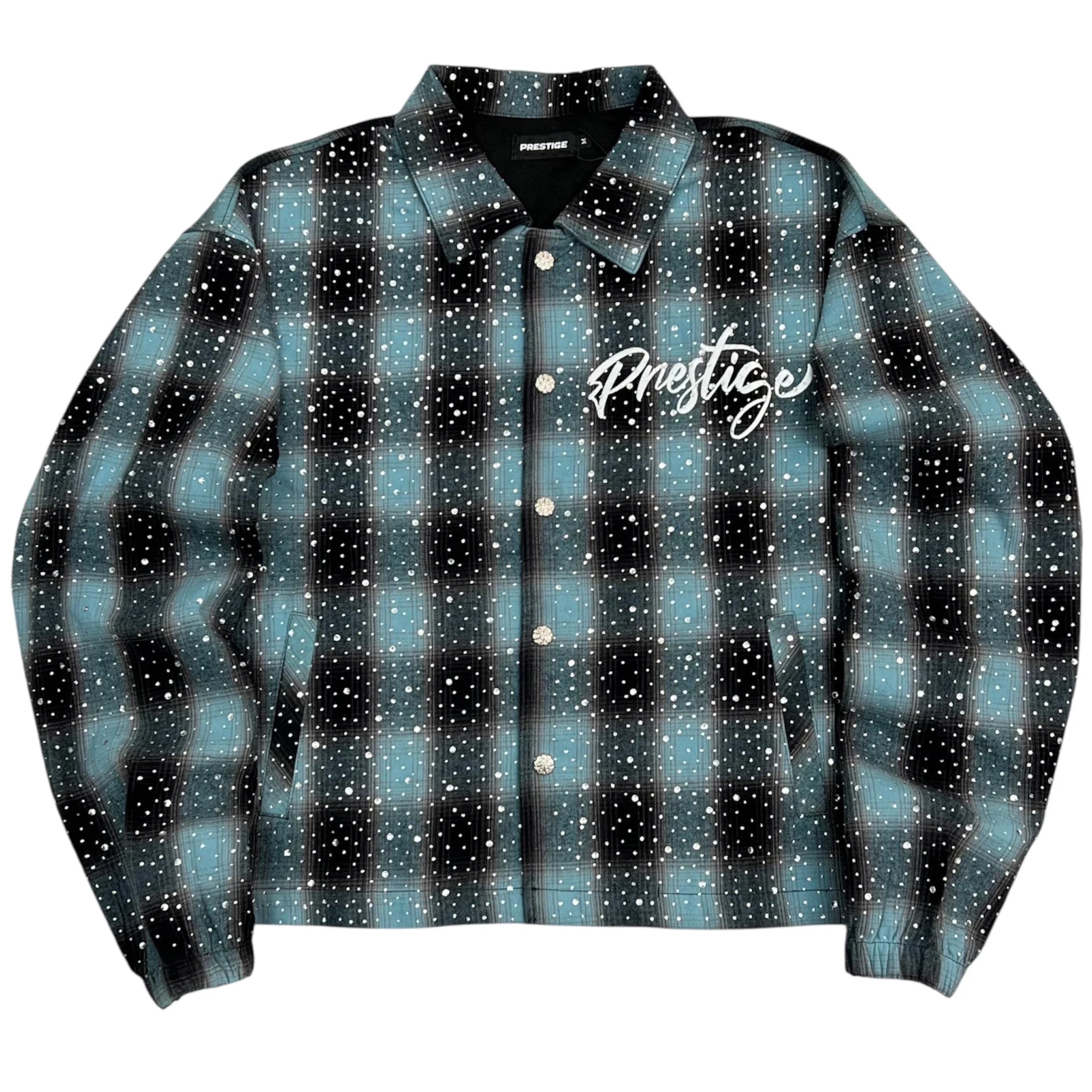 Prestige Blue/Black Rhinestone Flannel