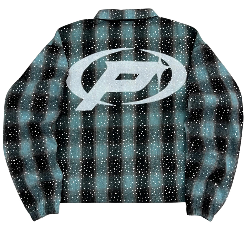 Prestige Blue/Black Rhinestone Flannel