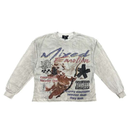 Mixed Emotions White Triplets Rhinestone Longsleeve