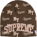 Supreme New Era Monogram Beanie Brown