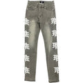 Mixed Emotions Ash Grey Monogram Jeans