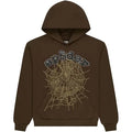 Sp5der Brown OG Web Rhinestone Hoodie