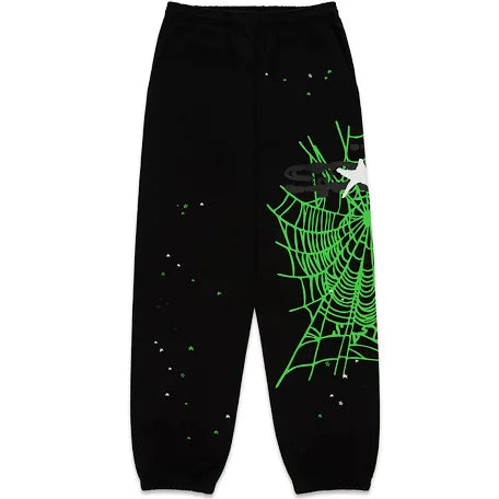 Sp5der Heavy Web Sweatpants Black Green