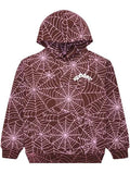 Sp5der Pink Web All Over Print Hoodie Brown