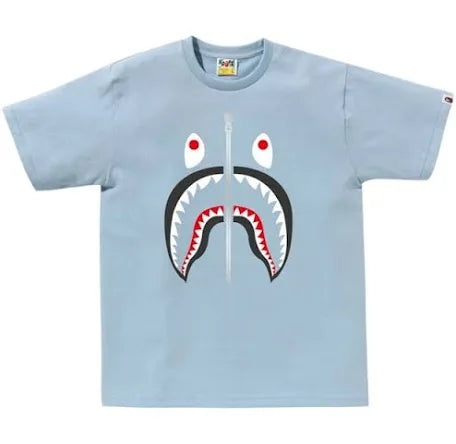 BAPE Silver Zip Shark Tee Baby Blue