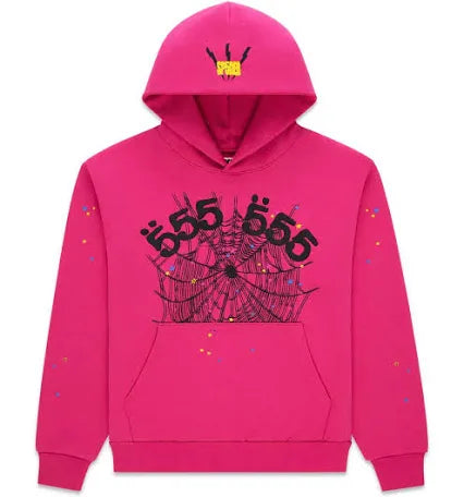 Sp5der Angel Number Web Hoodie Pink