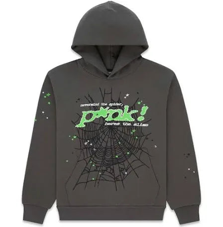 Sp5der Wait Punk Hoodie Slate Grey